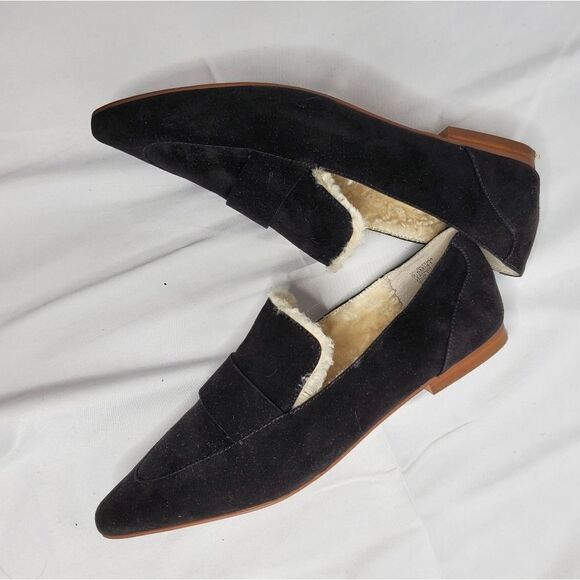 SOLE SOCIETY loafer Bettina black leather faux fur lined shoe 9.5 - Picture 5 of 8